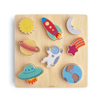 Mushie Wooden Space Puzzle for Kids with Eight Colorful Pieces and Smooth Edges - Everetts Place Boutique - 