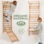 Goodevas Wooden Swedish Wall / Climbing ladder for Children + Swing Set + Slide Board + Art Add - on - 