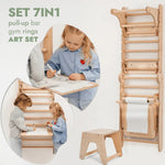 Goodevas Wooden Swedish Wall / Climbing ladder for Children + Swing Set + Slide Board + Art Add - on - 