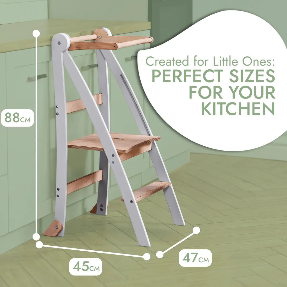 Goodevas Wooden Tower - Foldable Step Stool For Toddlers - Gray - Everetts Place Boutique - 