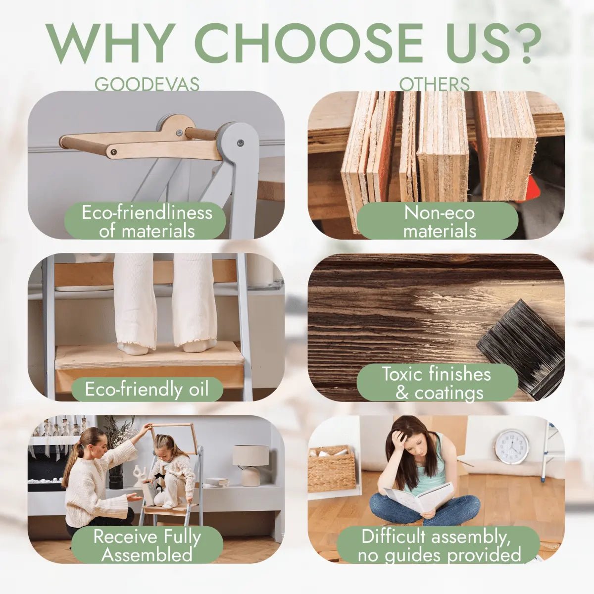 Goodevas Wooden Tower - Foldable Step Stool For Toddlers - Gray - Everetts Place Boutique - 