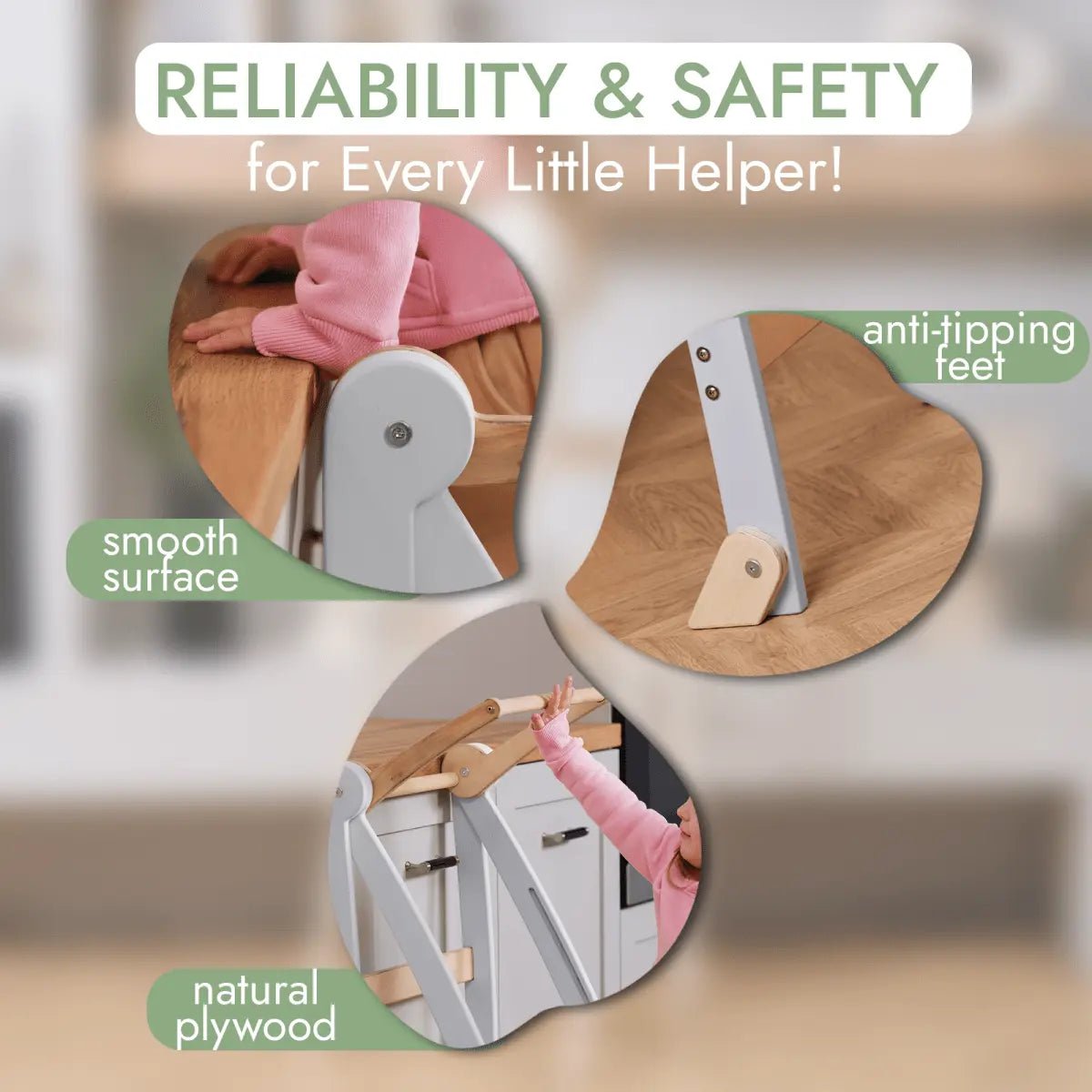 Goodevas Wooden Tower - Foldable Step Stool For Toddlers - Gray - Everetts Place Boutique - 