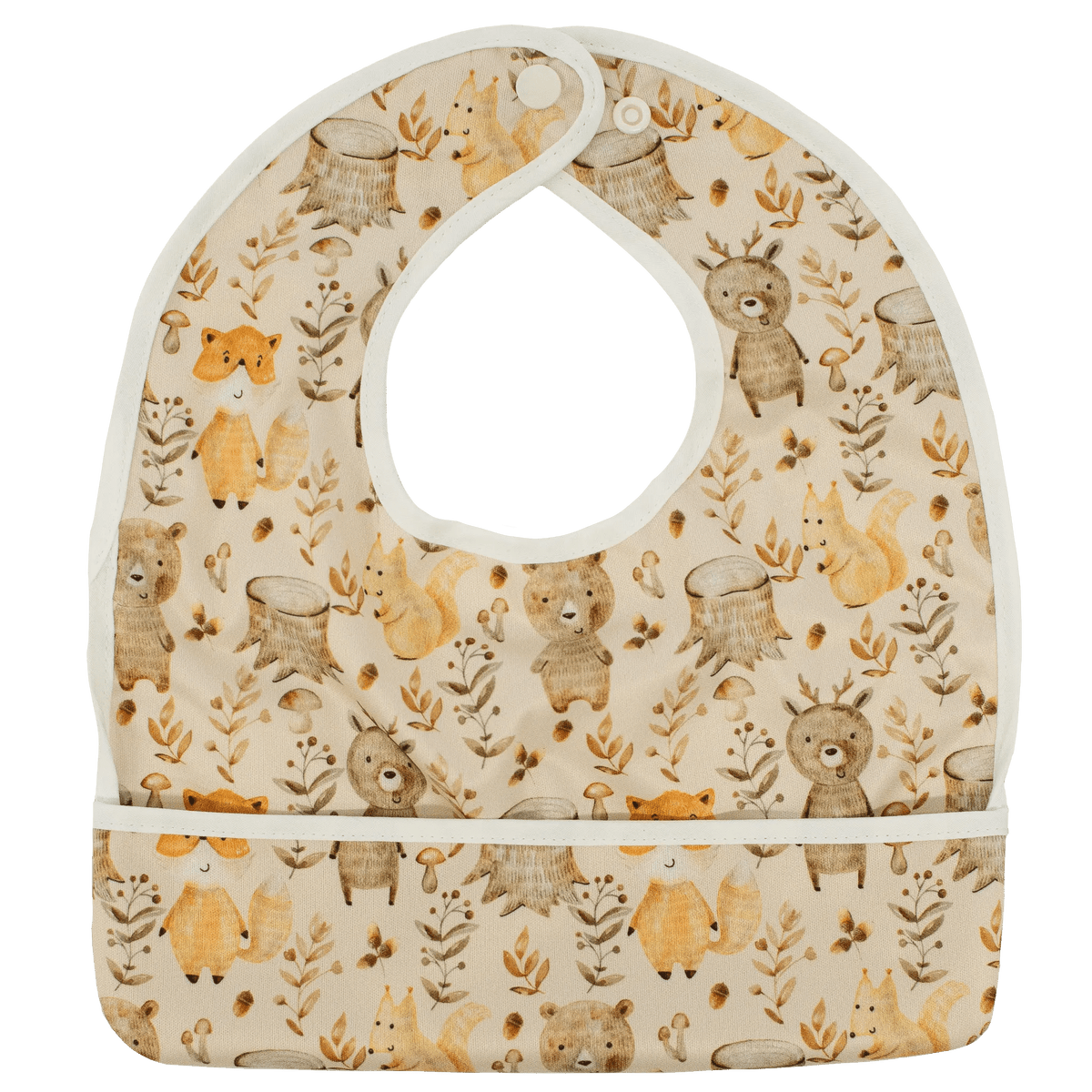 Woodland Animals Flip Bib With Pocket For Drool And Spills Texas Tushies 