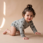 Organic Long Sleeve Bubble Romper - Woodland Bear by Makemake Organics