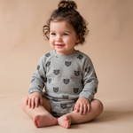 Organic Long Sleeve Bubble Romper - Woodland Bear by Makemake Organics