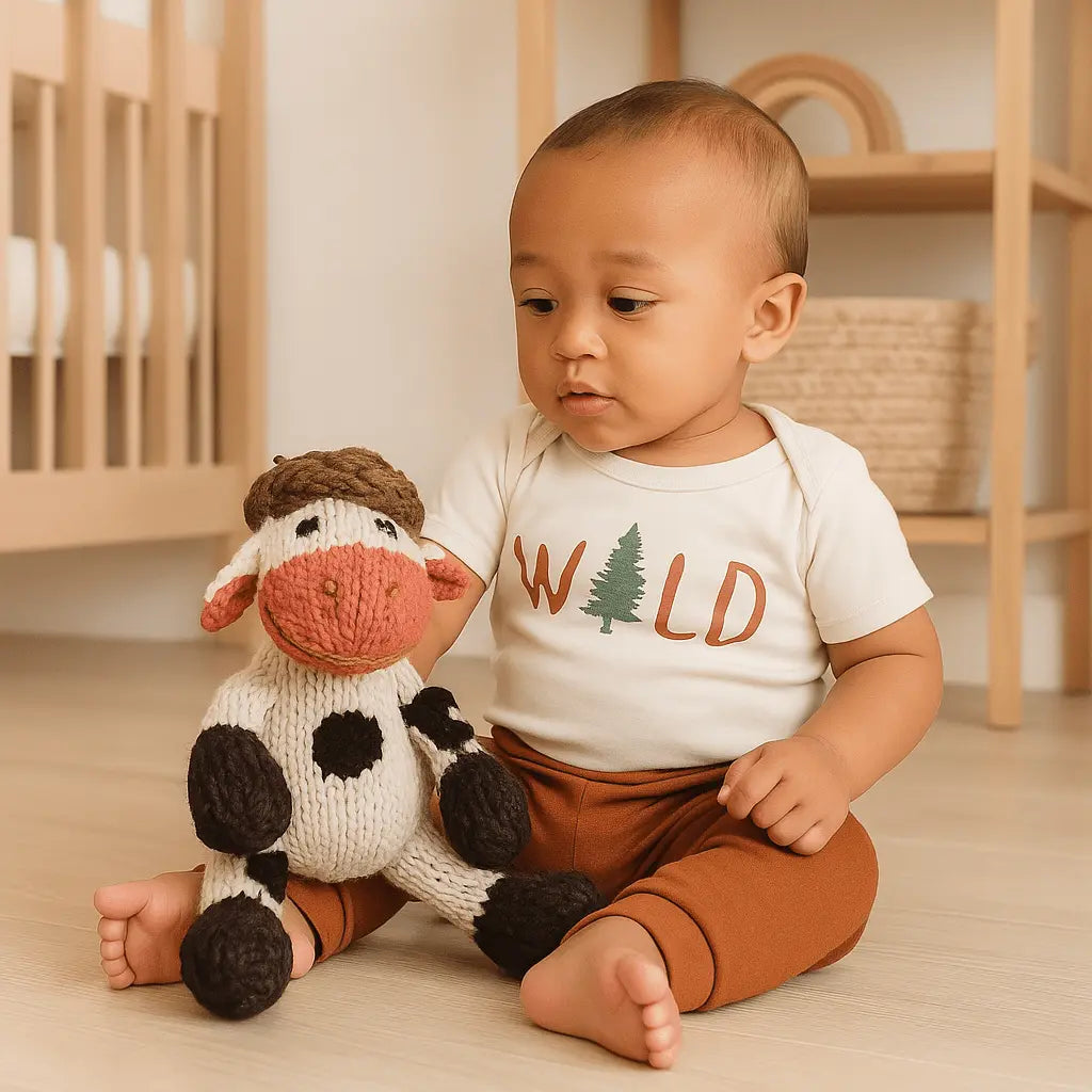 Wool Knit Buddy Willa The Cow Cozy Organic Plush Toy By Finn And Emma For Babies And Toddlers Finn + Emma 