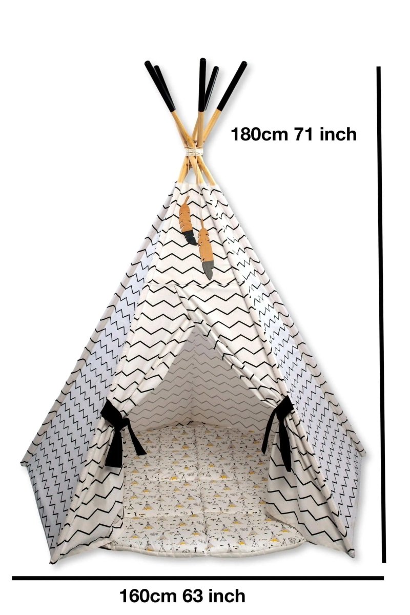 Kidodido XL Teepee Tent and Play Mat Set for Kids Linen Cotton - Everetts Place Boutique - 