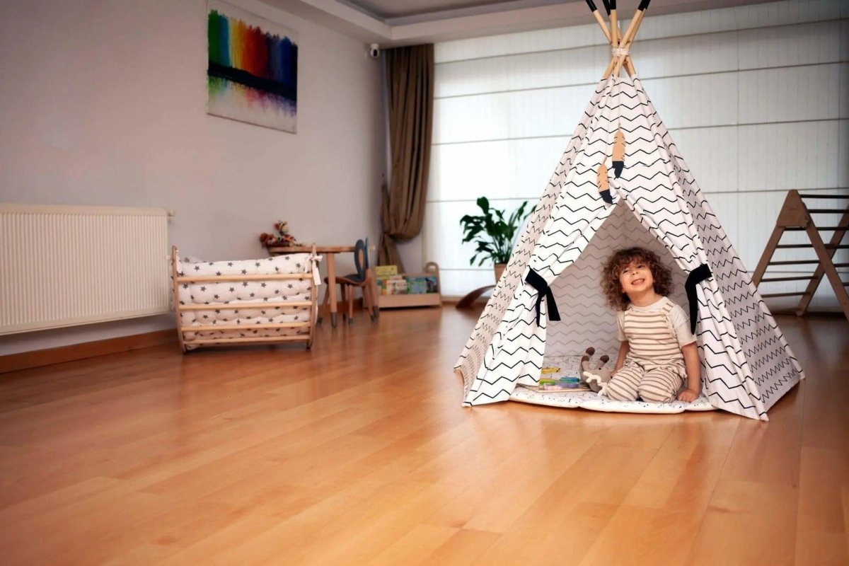 Kidodido XL Teepee Tent and Play Mat Set for Kids Linen Cotton - Everetts Place Boutique - 