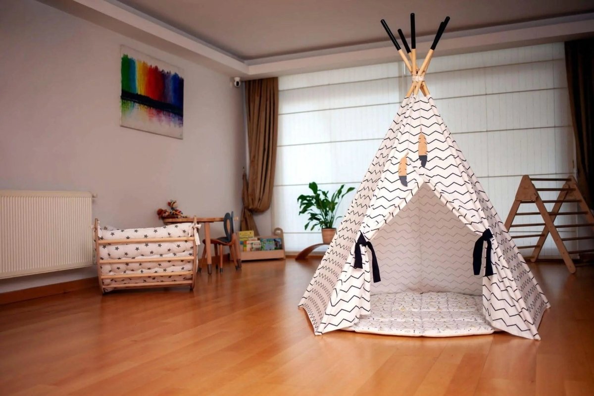 Kidodido XL Teepee Tent and Play Mat Set for Kids Linen Cotton - Everetts Place Boutique - 