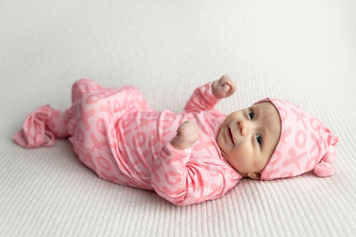 Three Little Tots XOXO Love Valentine's Day Knotted Newborn Baby Gown - 