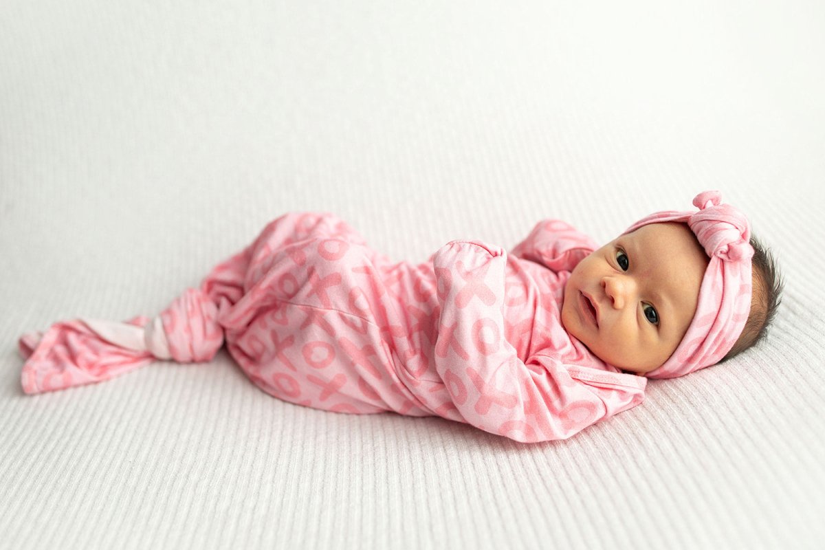 Three Little Tots XOXO Love Valentine's Day Knotted Newborn Baby Gown - 