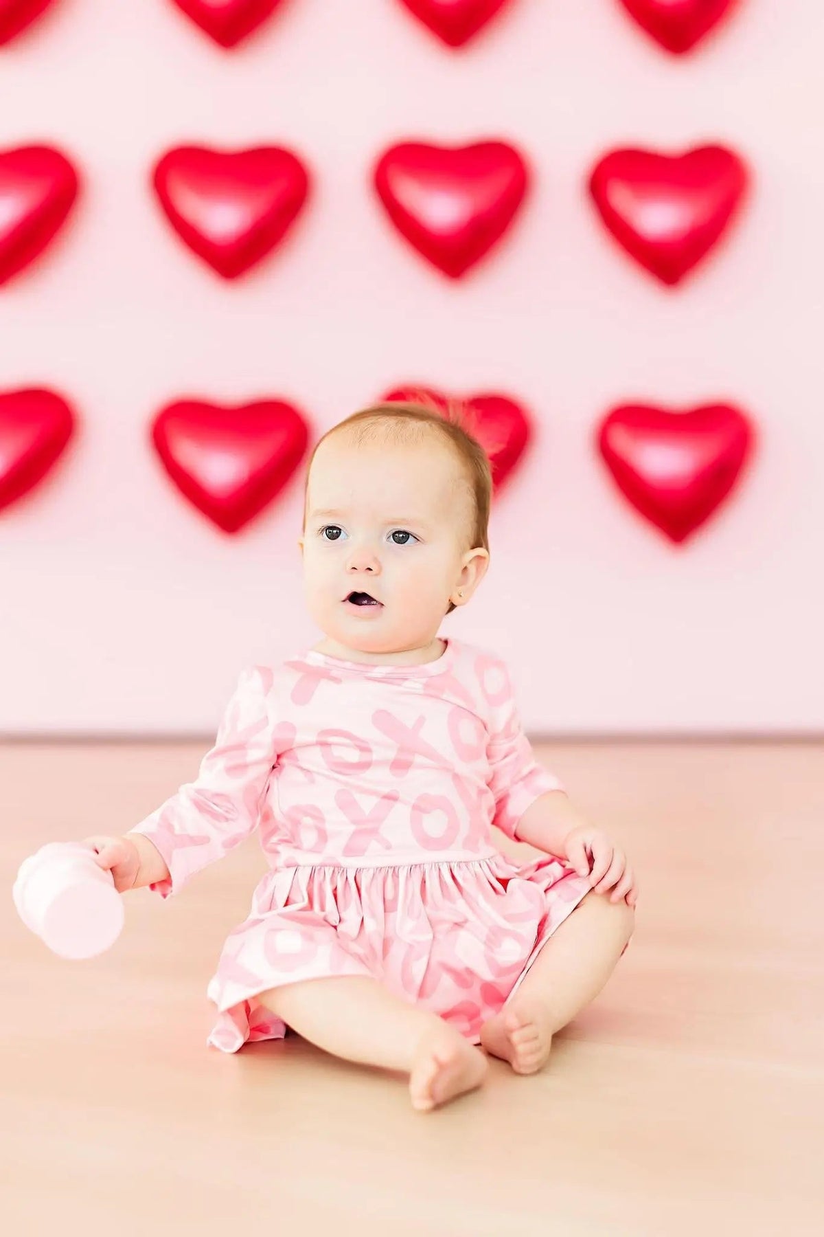 Mila & Rose ® XOXO Three Quarter Sleeve Twirl Baby Bodysuit Snap Closure Polyester - 