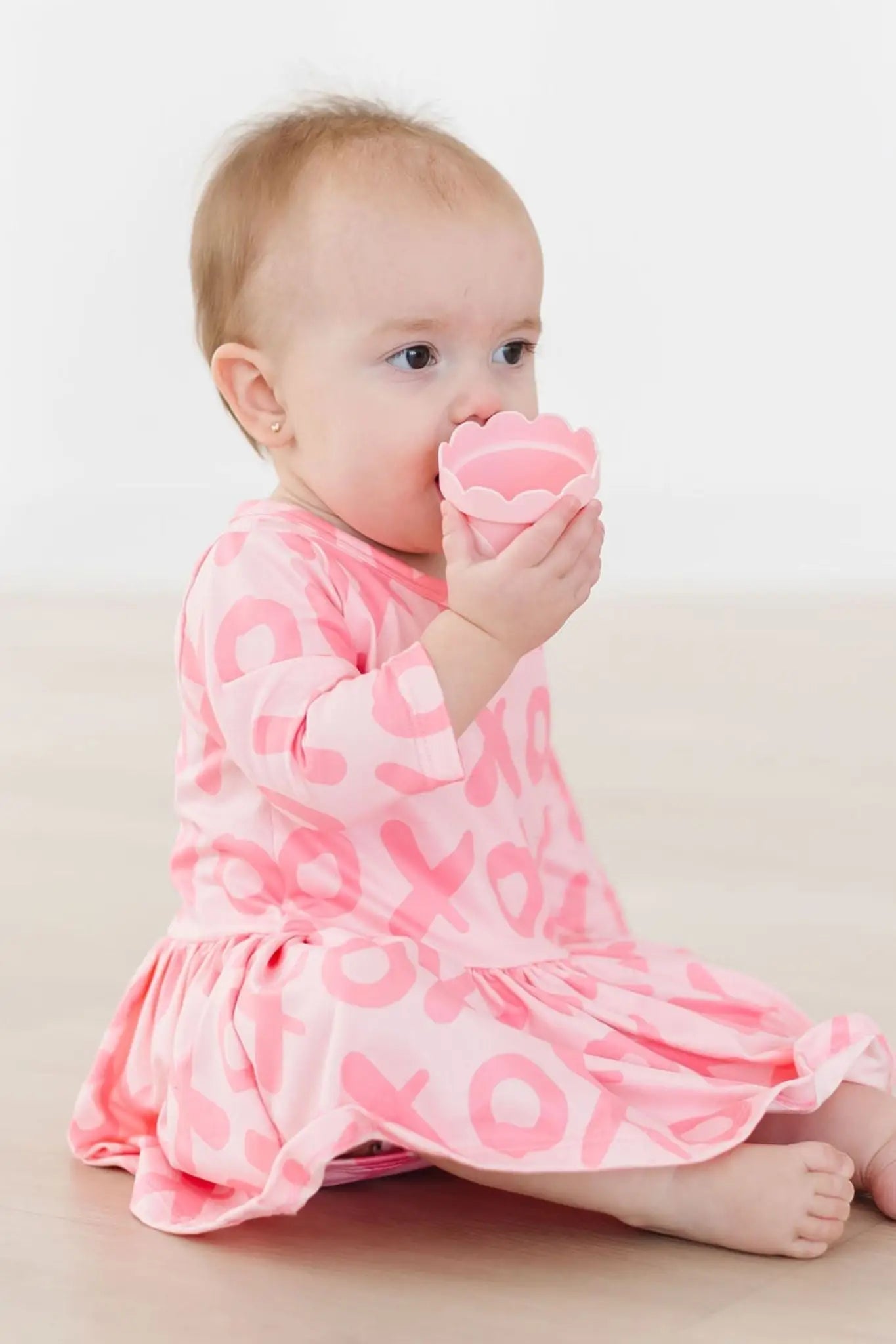 Mila & Rose ® XOXO Three Quarter Sleeve Twirl Baby Bodysuit Snap Closure Polyester - 
