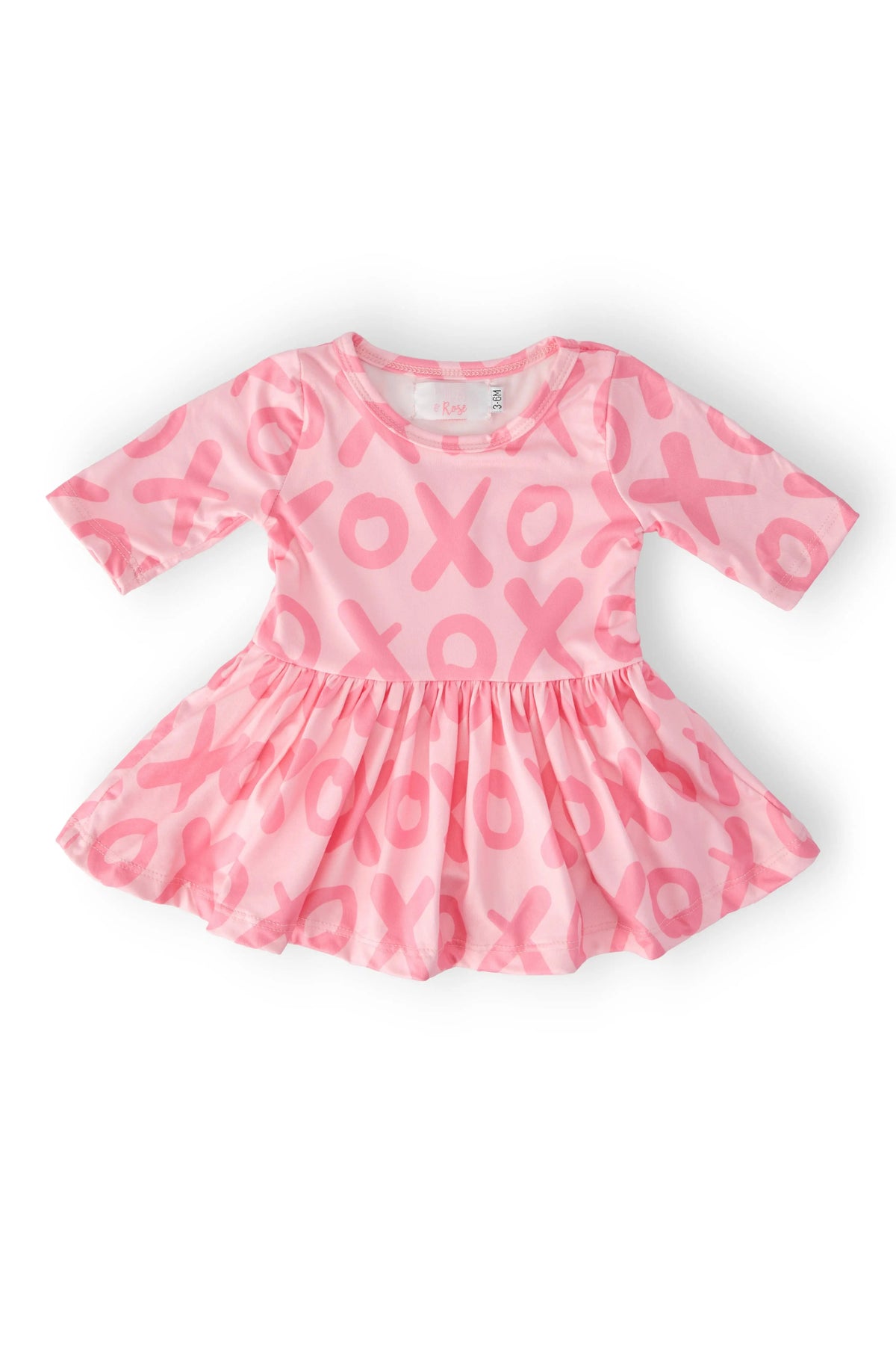 Mila & Rose ® XOXO Three Quarter Sleeve Twirl Baby Bodysuit Snap Closure Polyester - 