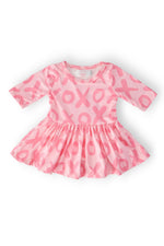 Mila & Rose ® XOXO Three Quarter Sleeve Twirl Baby Bodysuit Snap Closure Polyester - 