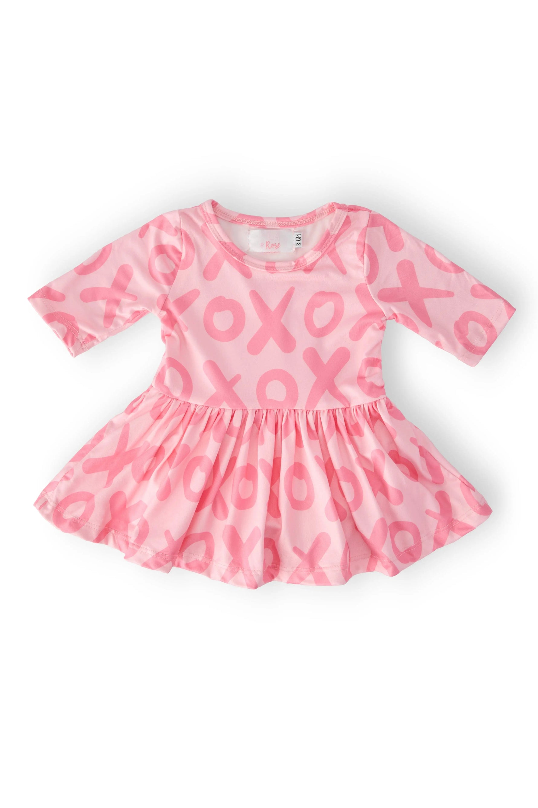 Mila & Rose ® XOXO Three Quarter Sleeve Twirl Baby Bodysuit Snap Closure Polyester - 