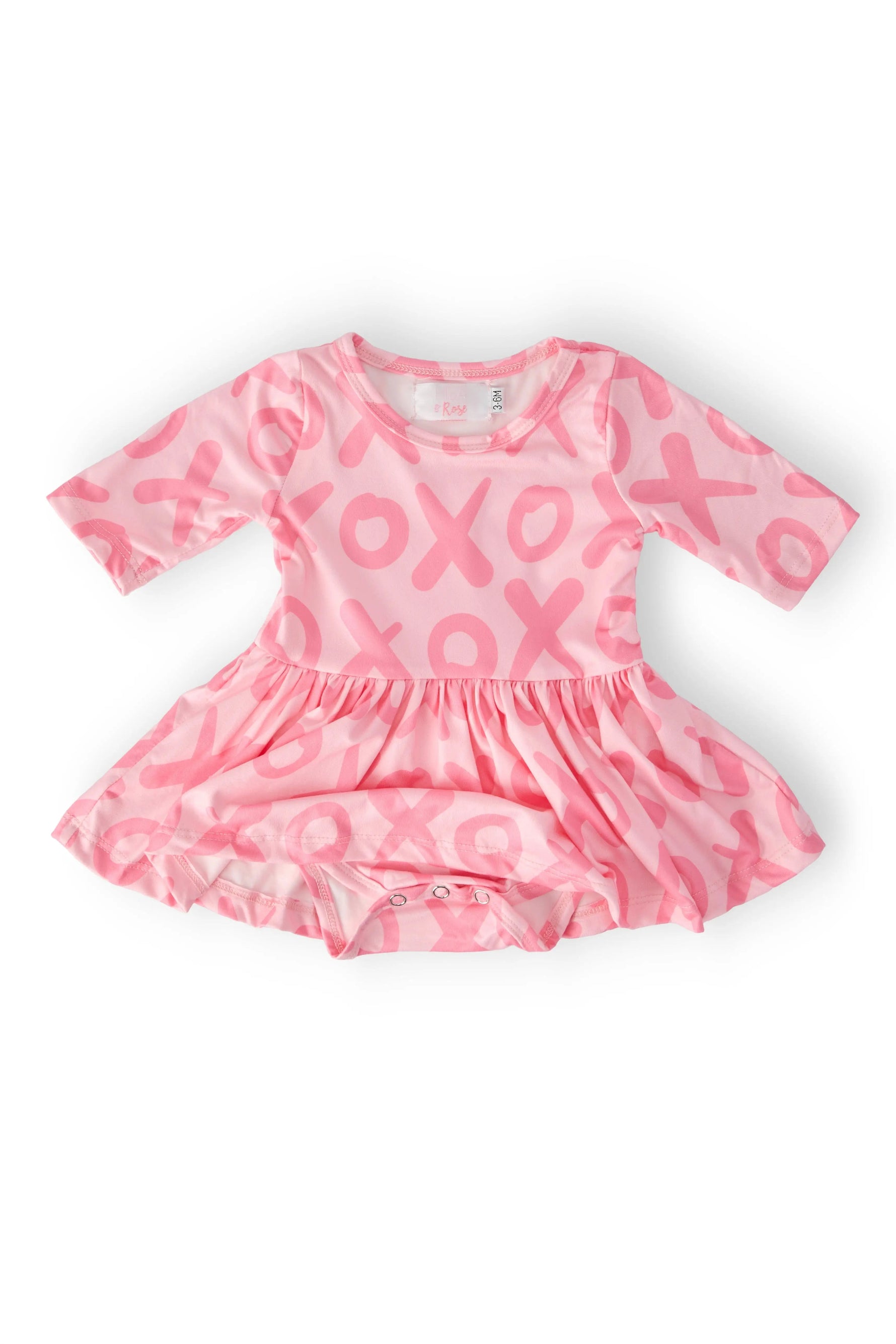 Mila & Rose ® XOXO Three Quarter Sleeve Twirl Baby Bodysuit Snap Closure Polyester - 