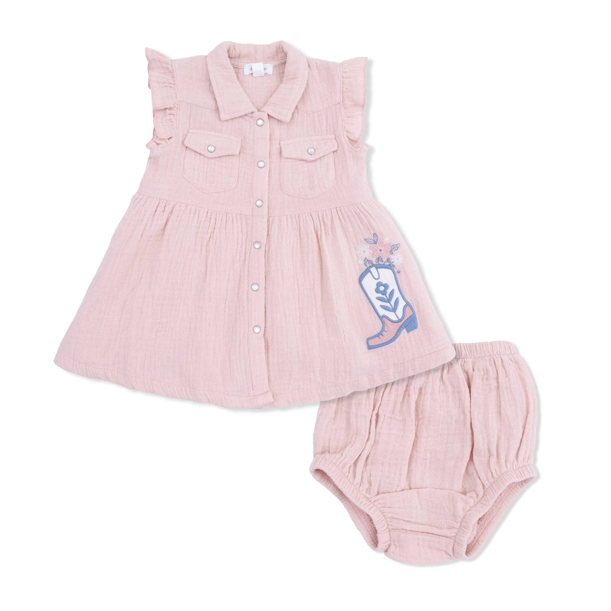 Angel Dear Yee Haw Cowgirl - Western Pearl Snap Dress & Bloomer - 