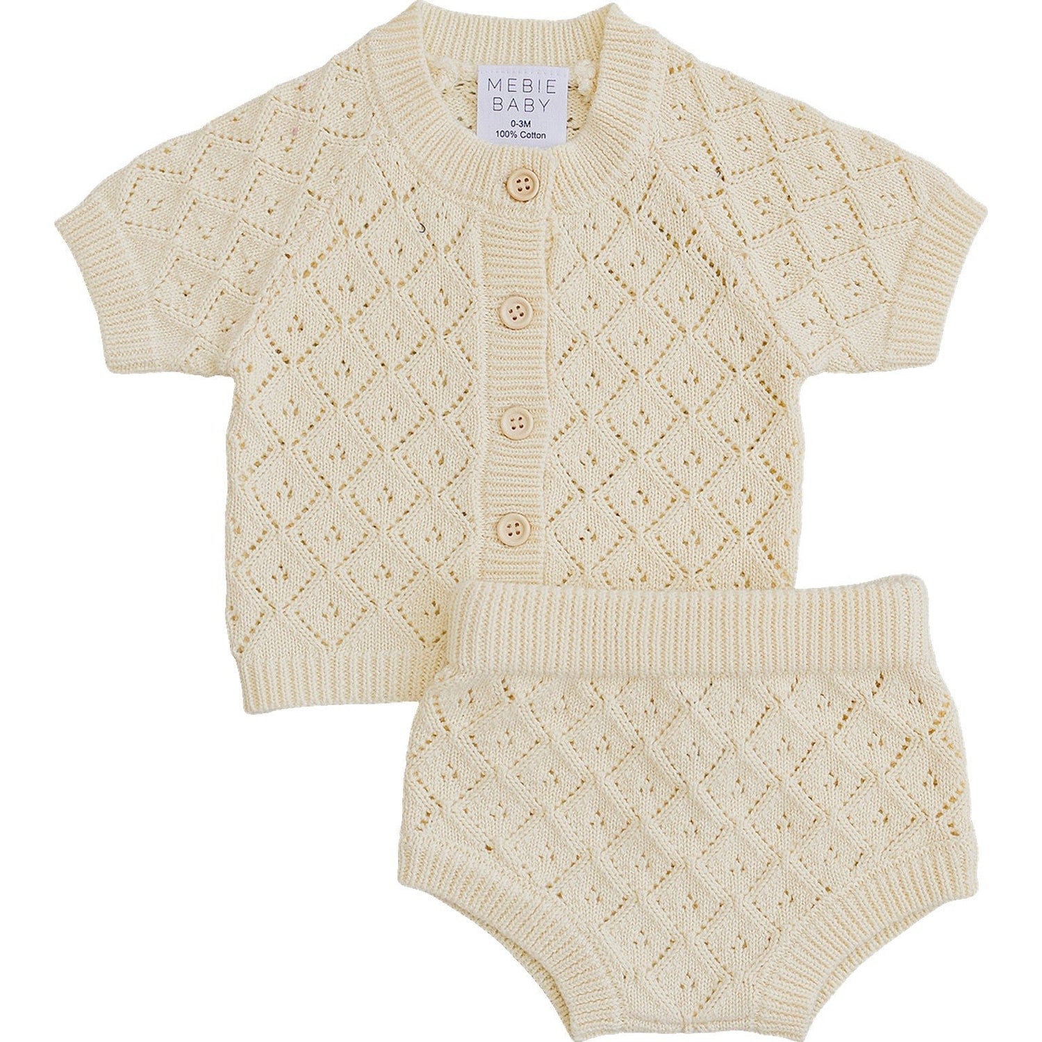 Mebie Baby Yellow Cardigan Bloomer Set - 