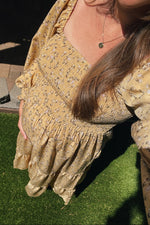 PinkBlush Yellow Floral Smocked Long Sleeve Maternity Maxi Dress - 