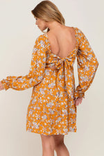 PinkBlush Yellow Floral Smocked Tie Back Dress - 