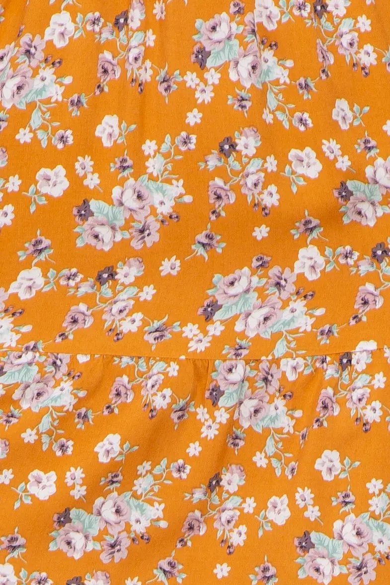 PinkBlush Yellow Floral Smocked Tie Back Dress - 