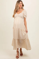 PinkBlush Yellow Floral Tiered Maternity Maxi Dress - 