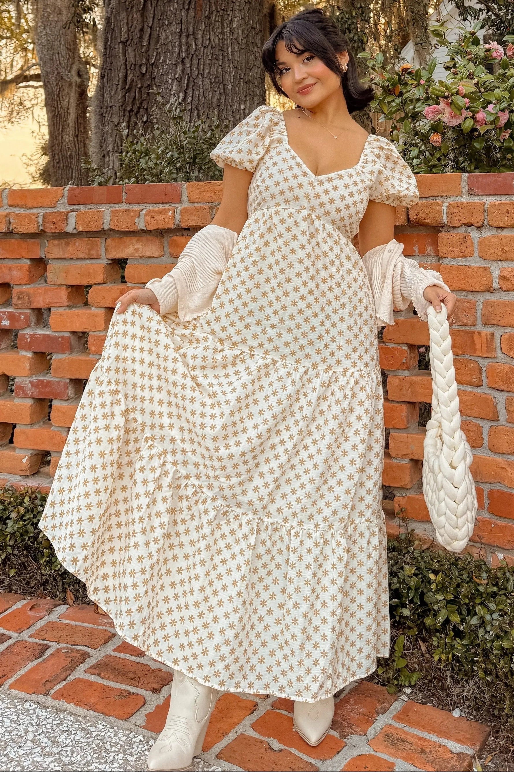 PinkBlush Yellow Floral Tiered Maxi Dress - 