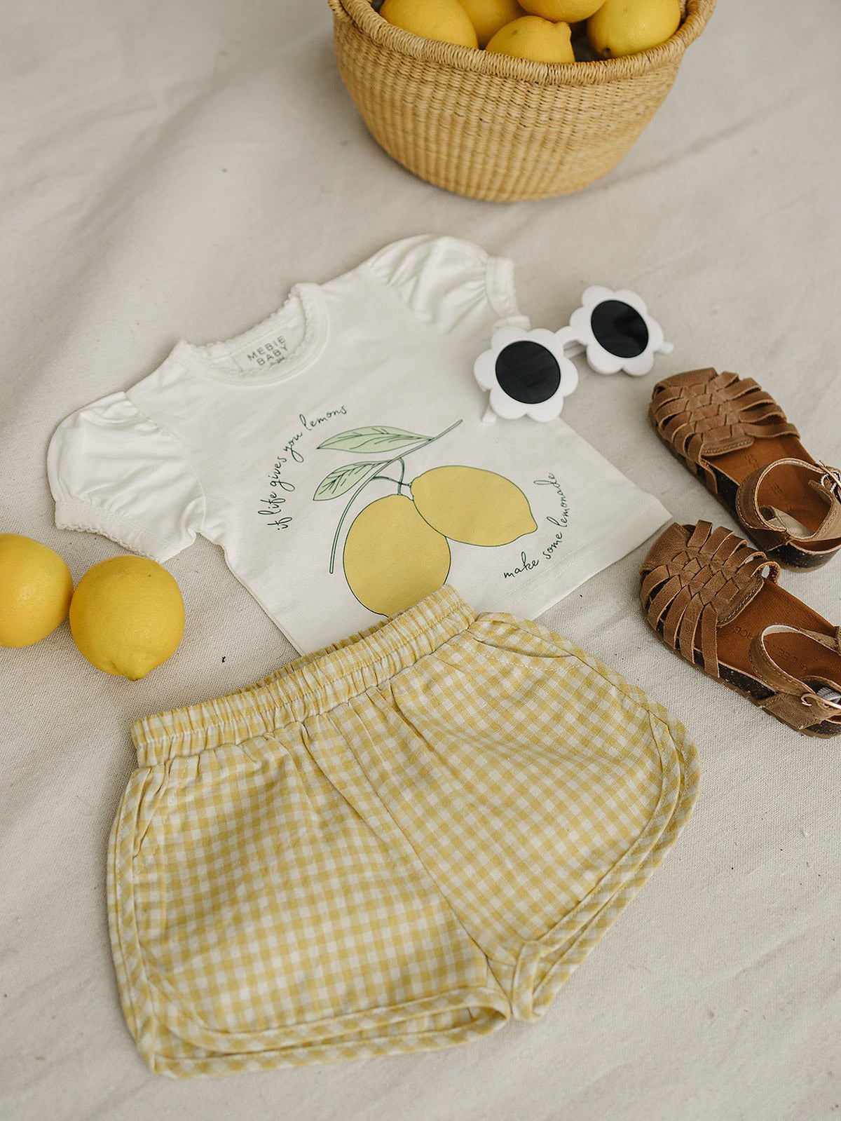 Mebie Baby Yellow Gingham Shorts - 