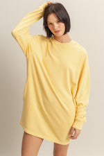 PinkBlush Yellow Long Sleeve Oversized Sweatshirt Mini Dress