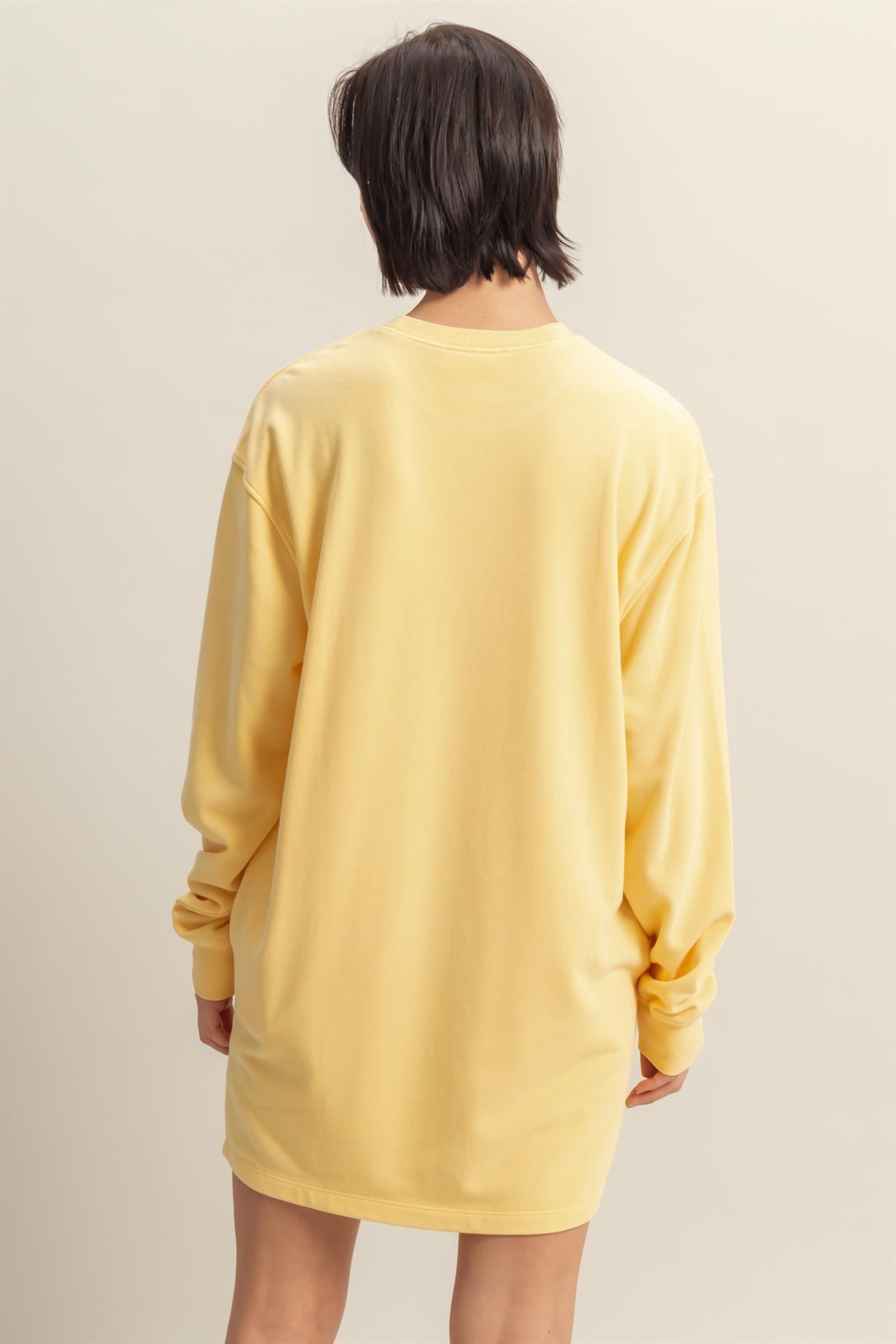 PinkBlush Yellow Long Sleeve Oversized Sweatshirt Mini Dress