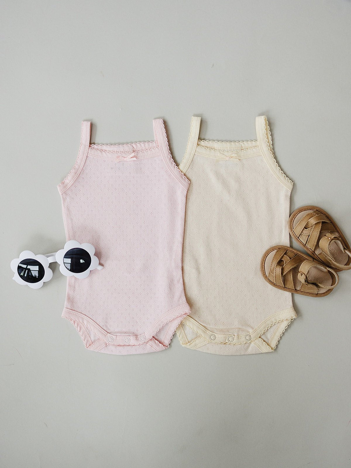 Mebie Baby Yellow Pointelle Tank Bodysuit - 