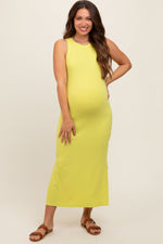 Yellow Ribbed Maternity Side Slit Tank Dress - Yellow, Day Dress, One-piece garment, Person, Dress | Everetts Place