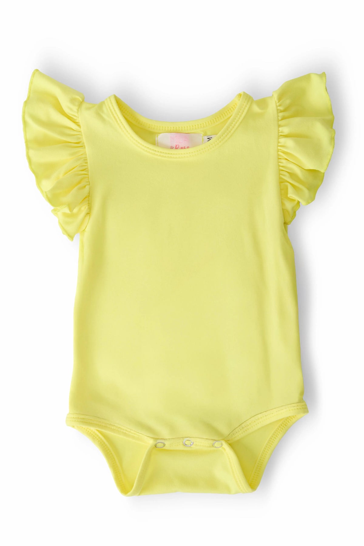 Yellow S/S Flutter Bodysuit - Yellow, Baby & Toddler Clothing, Ruffle, Infant bodysuit, One-piece garment | Everetts Place
