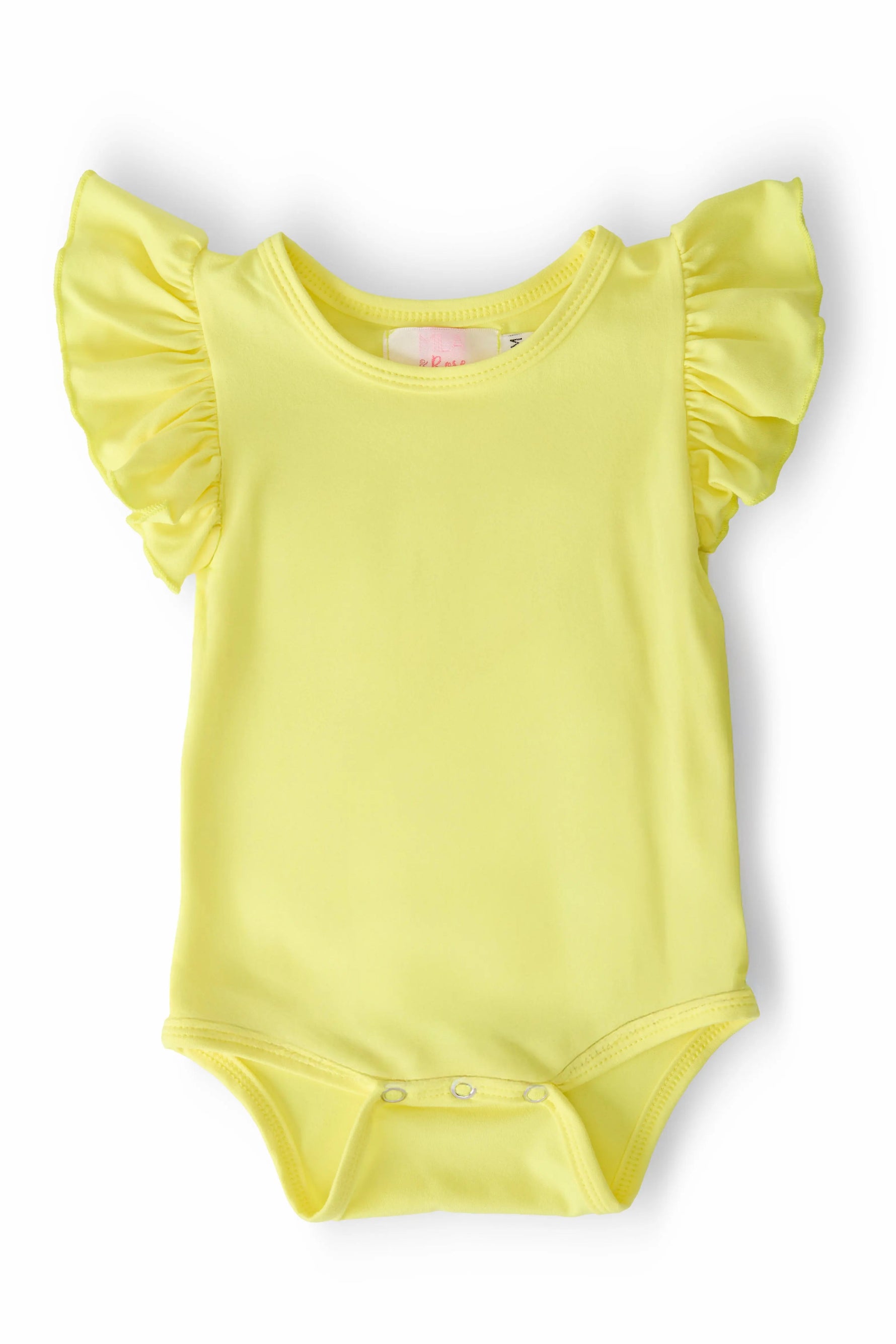 Yellow S/S Flutter Bodysuit - Yellow, Baby & Toddler Clothing, Ruffle, Infant bodysuit, One-piece garment | Everetts Place