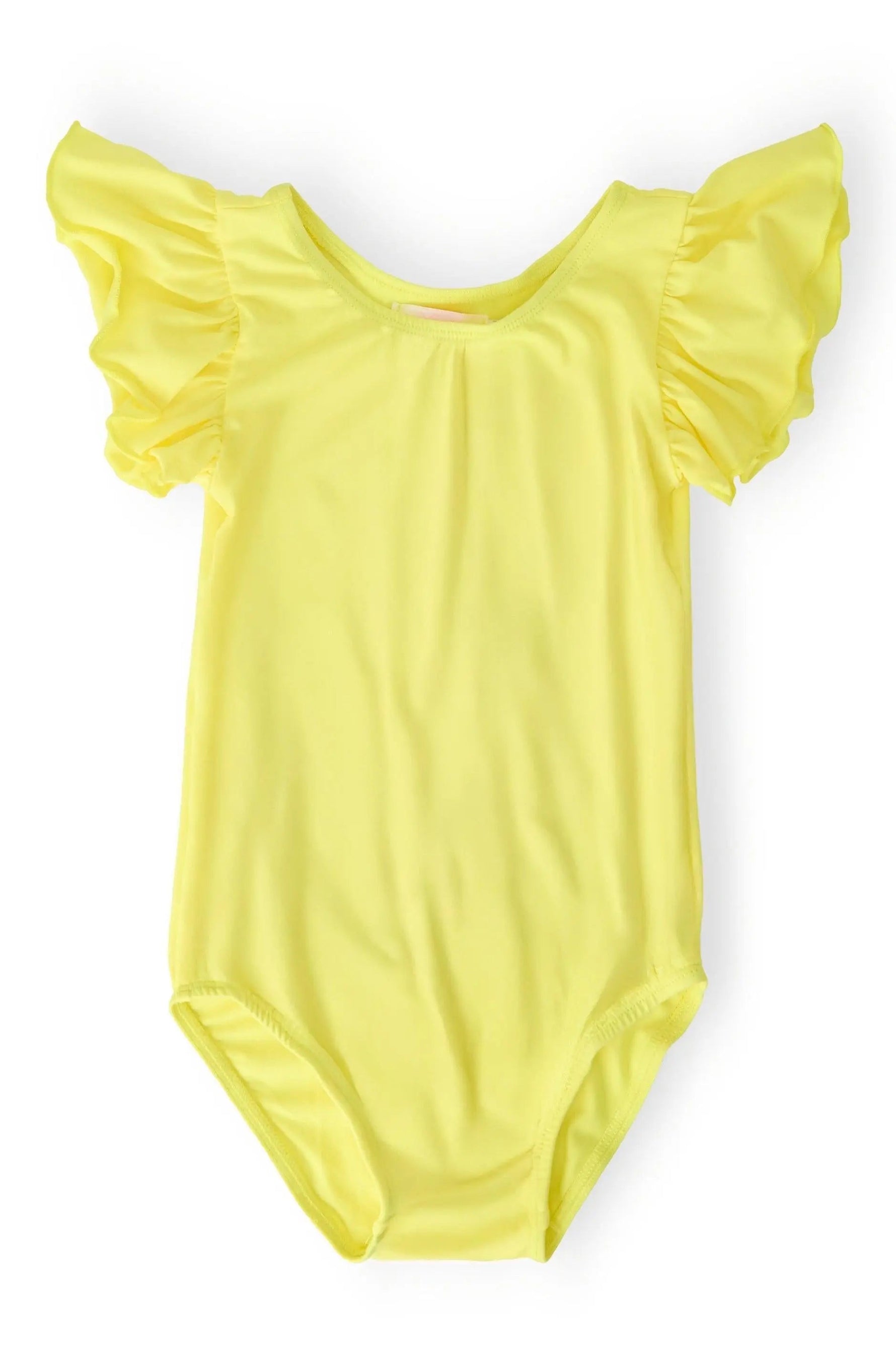Yellow S/S Flutter Sleeve Leotard - One-piece garment, Baby & Toddler Clothing, Maillot, Leotard, Ruffle | Everetts Place