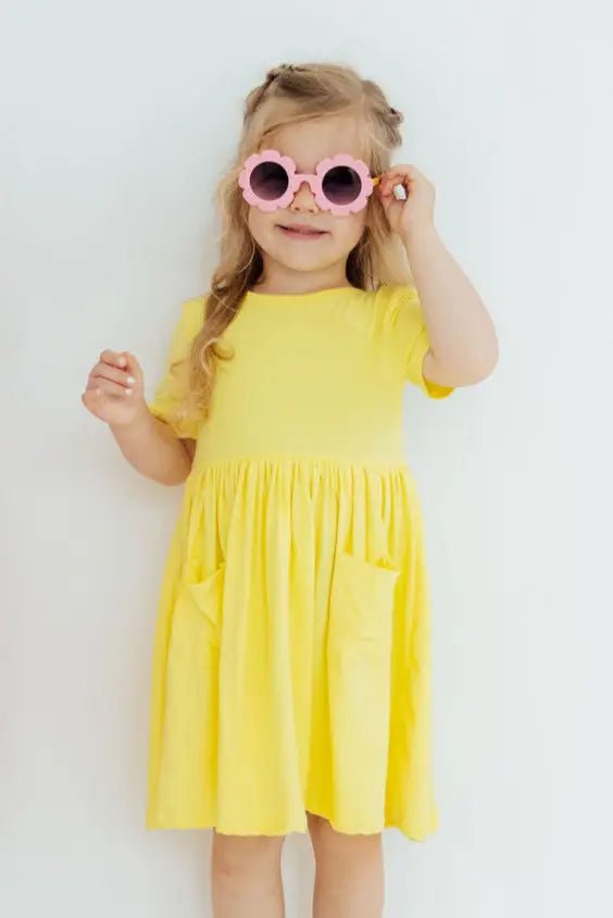 Yellow S/S Pocket Twirl Dress - Yellow, Dress, One-piece garment, Day Dress, Baby & Toddler Clothing | Everetts Place