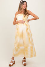 PinkBlush Yellow Striped Sleeveless Maternity Maxi Dress