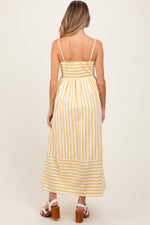 PinkBlush Yellow Striped Sleeveless Maternity Maxi Dress