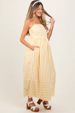 PinkBlush Yellow Striped Sleeveless Maternity Maxi Dress