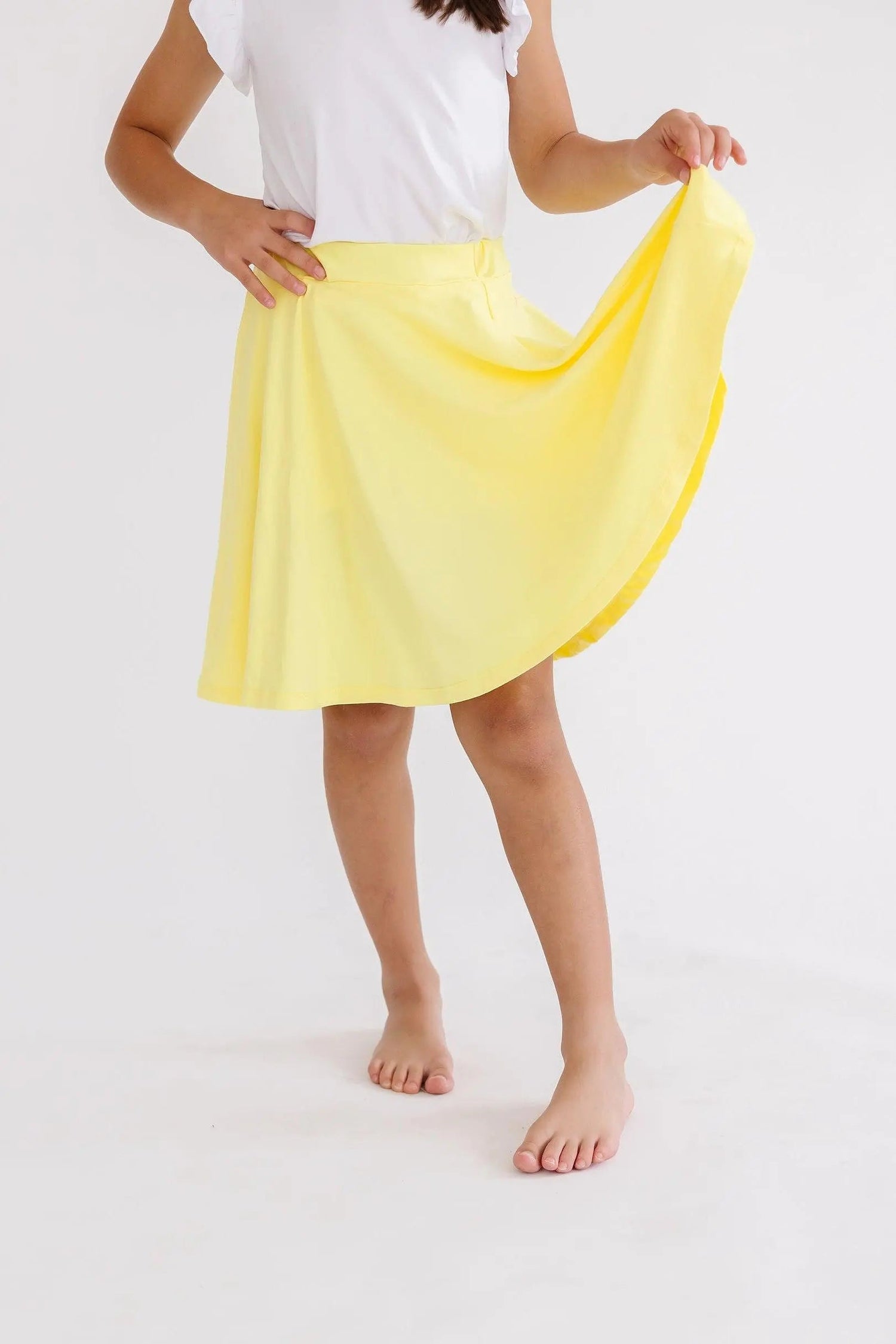 Yellow Twirl Skort - Waist, Knee, Abdomen, A-line, Skort | Everetts Place