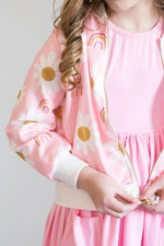Mila & Rose ® You Are My Sunshine Satin Jacket Lightweight Layering Outerwear For Mixed Prints - 