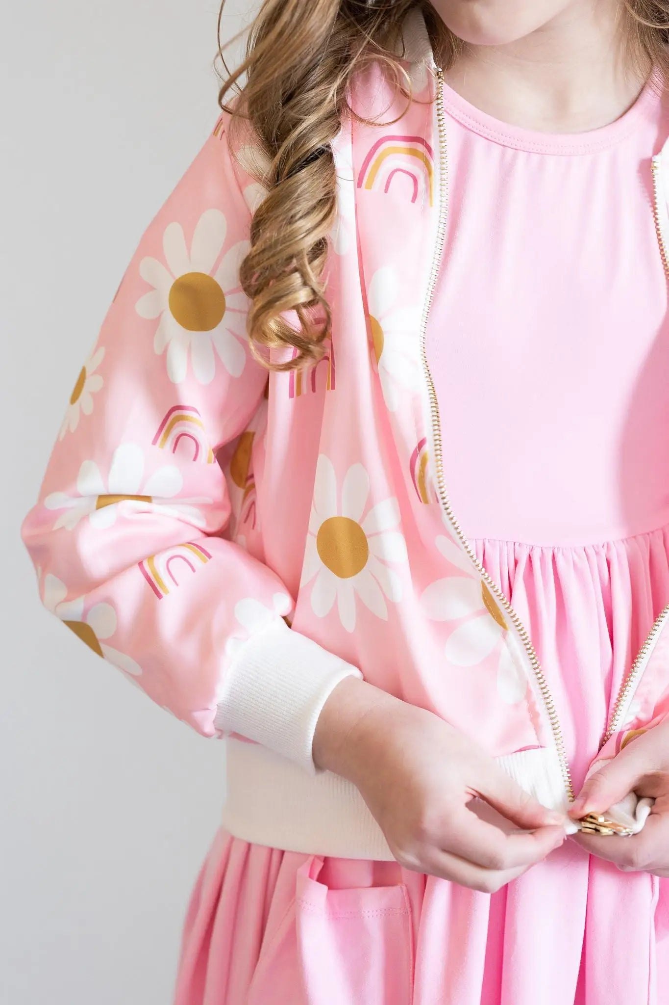 Mila & Rose ® You Are My Sunshine Satin Jacket Lightweight Layering Outerwear For Mixed Prints - 