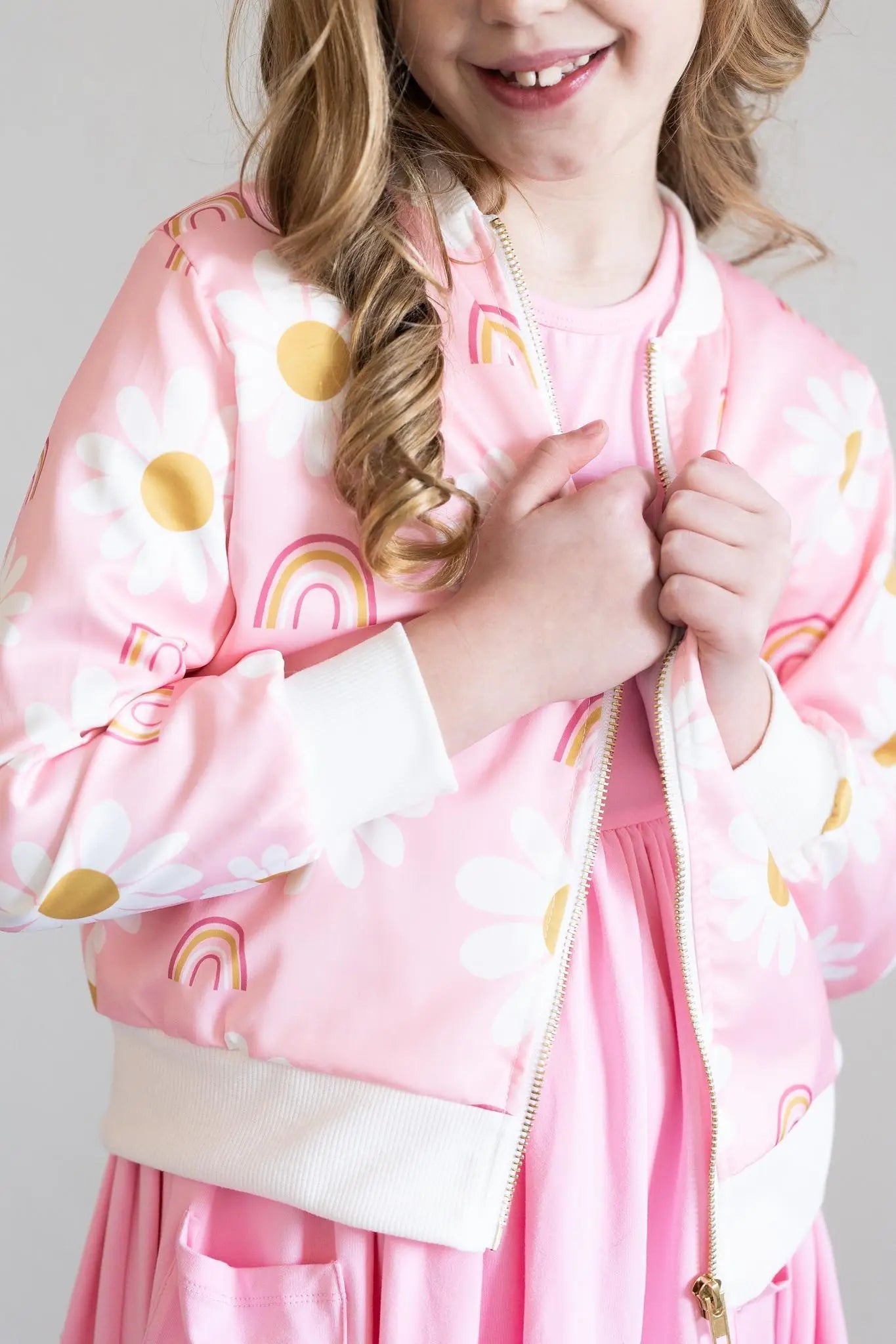 Mila & Rose ® You Are My Sunshine Satin Jacket Lightweight Layering Outerwear For Mixed Prints - 