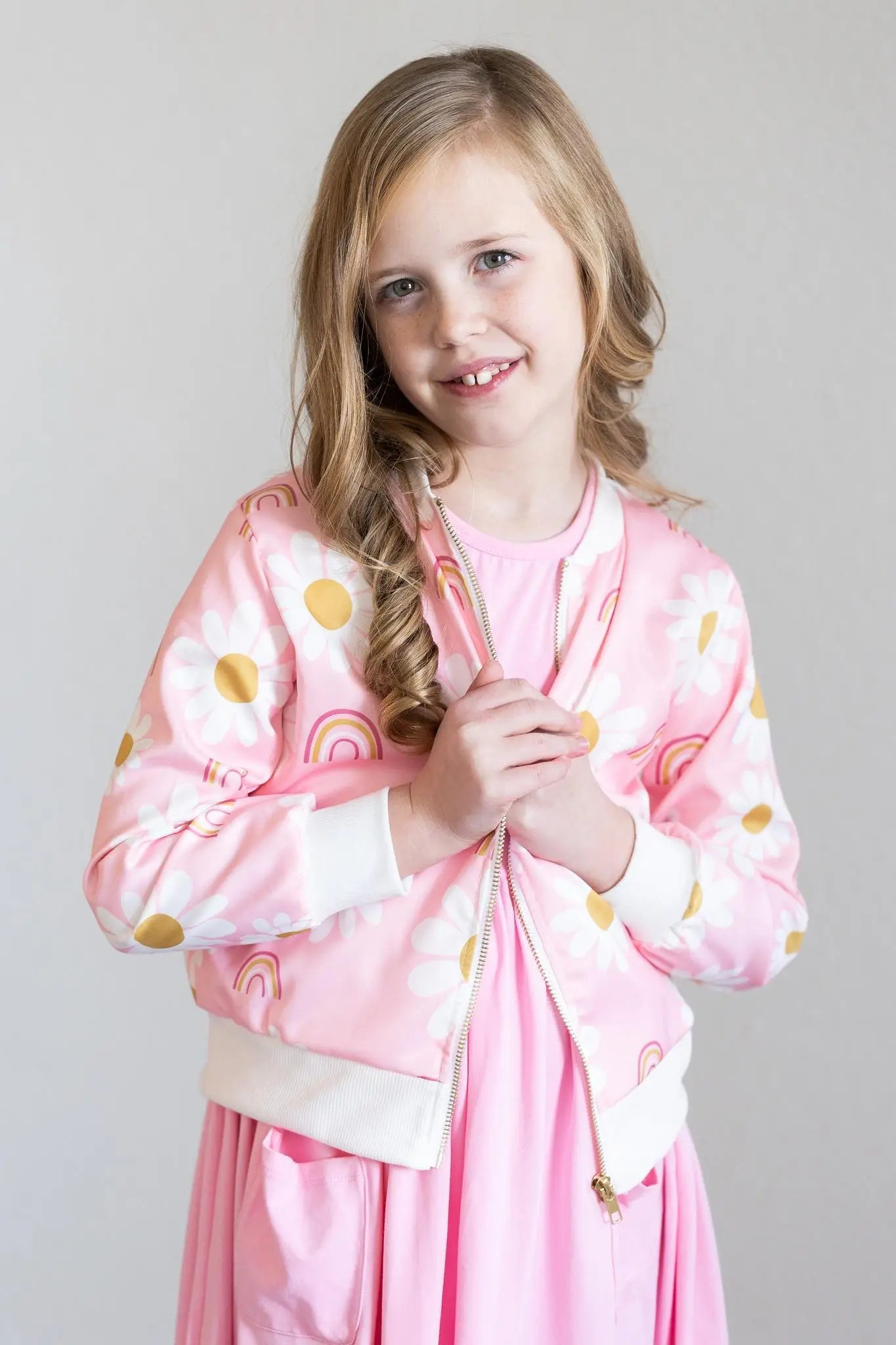Mila & Rose ® You Are My Sunshine Satin Jacket Lightweight Layering Outerwear For Mixed Prints - 
