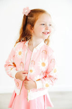 Mila & Rose ® You Are My Sunshine Satin Jacket Lightweight Layering Outerwear For Mixed Prints - 