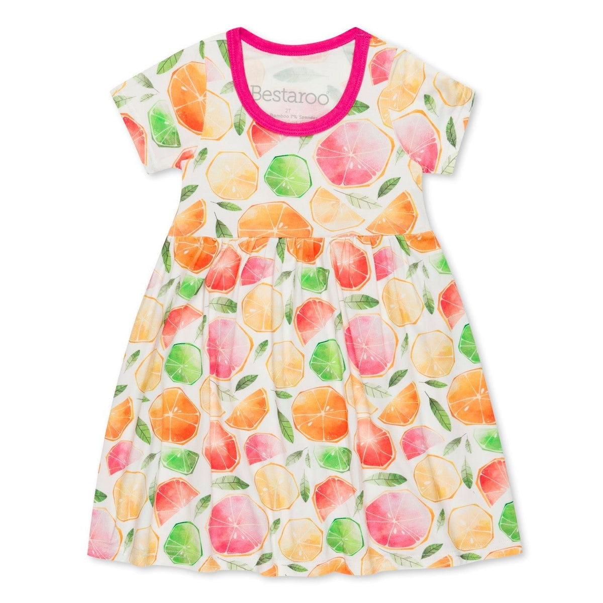 Bamboo Short Sleeve Dress, Citrus Print