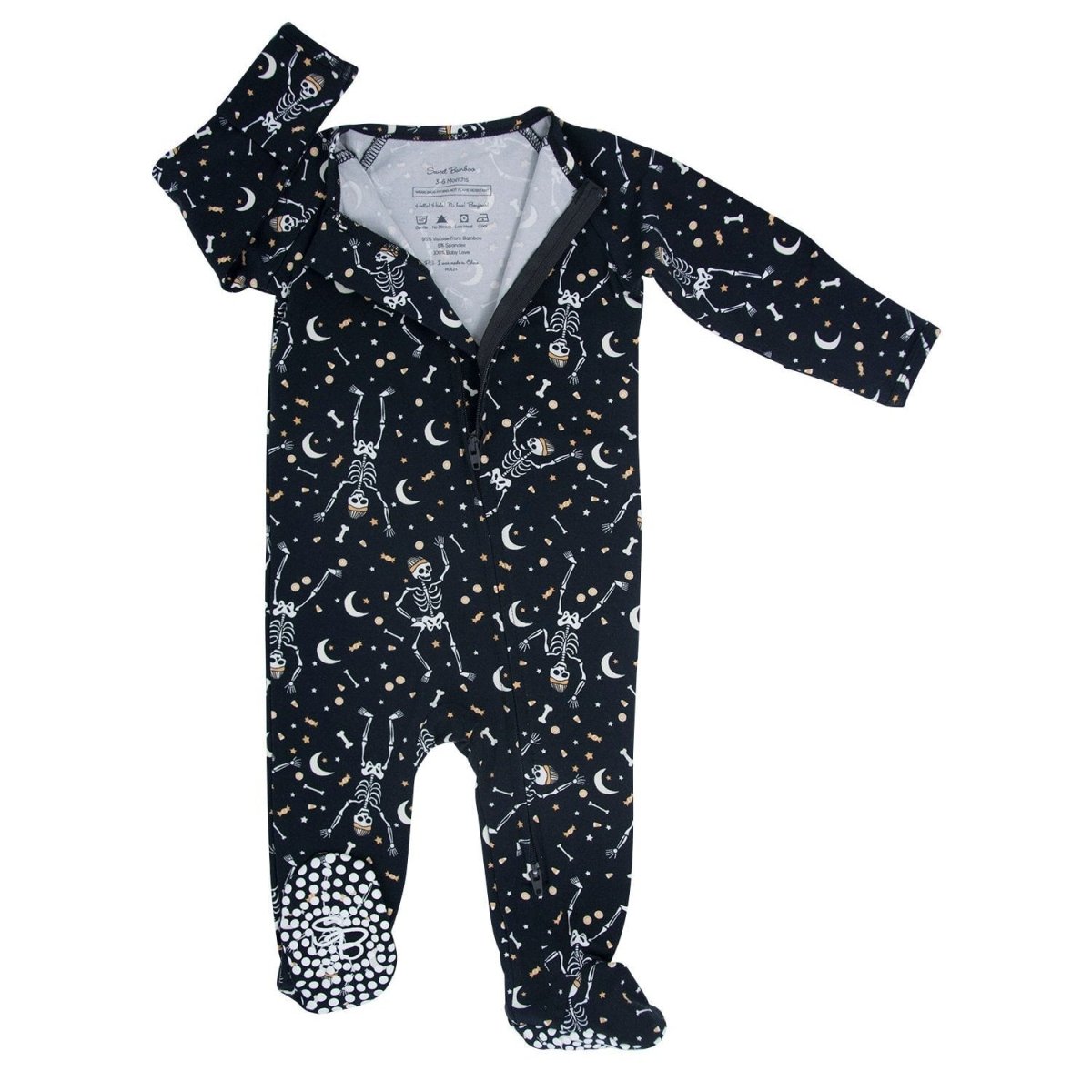 Sweet Bamboo Zipper Footie Bag O' Bones - 