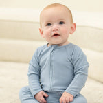 Sweet Bamboo Zipper Footie Bashful Blue Rib - 