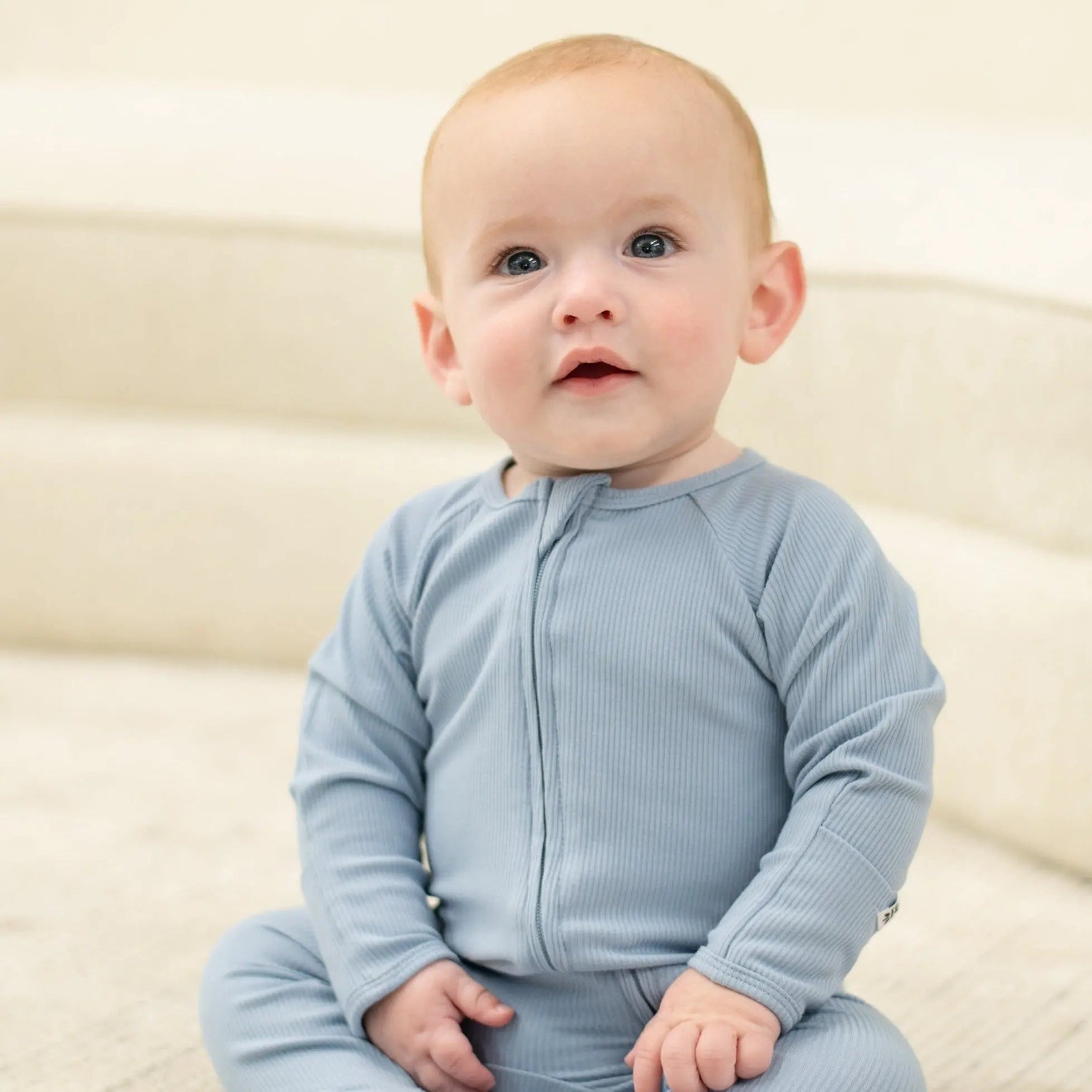 Sweet Bamboo Zipper Footie Bashful Blue Rib - 
